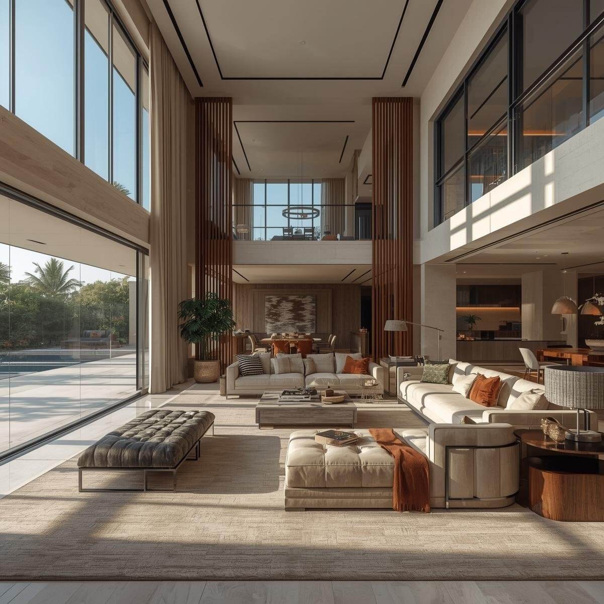 Luxury villa interiors by Petra International featuring modern fit-out and smart home integration in UAE and KSA.